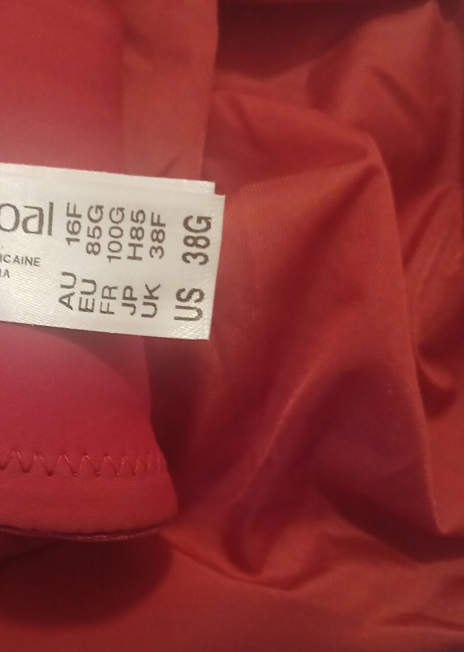 Wacoal Red Bra - US 38G - Picture 8 of 9